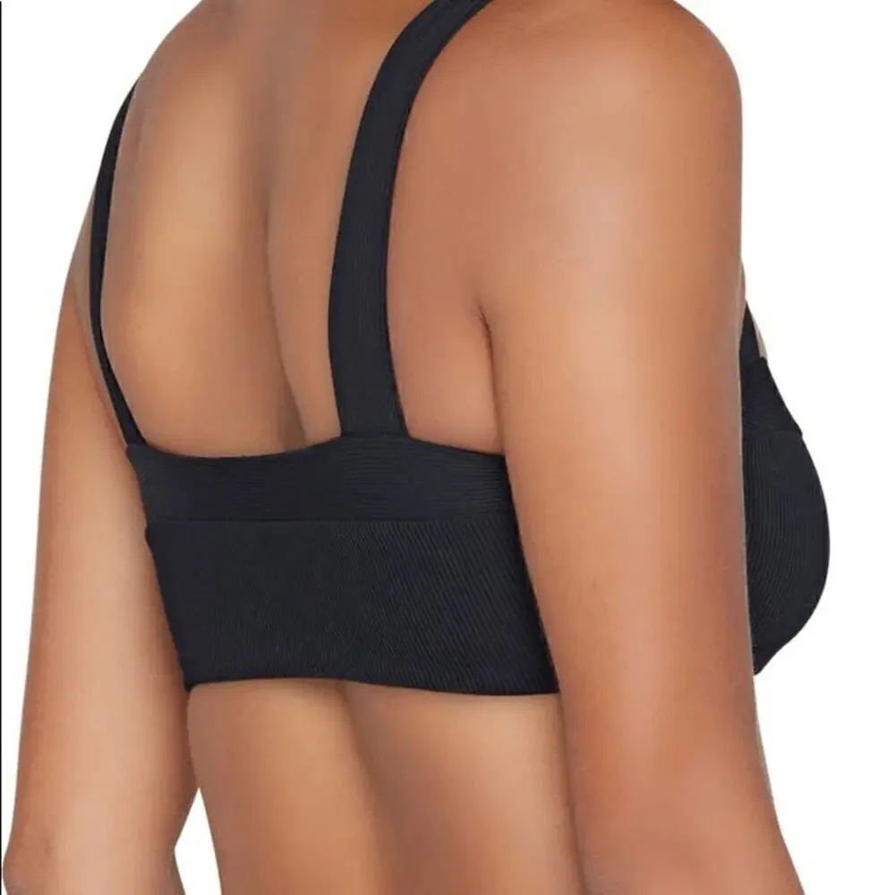 L Space Pointelle Rib Lee‎ Lee Bikini Top Black Size Small NWOT